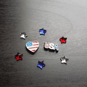 4th of July Floating Charm Set-Patriotic Floating Charms-8 Piece Set-Gift Idea
