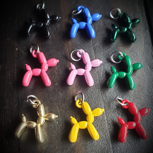 Balloon Dog Charm-Choose from 7 Different Colors-1 Piece-With or Without Lobster Clasp-Enamel Charm-DIY Necklace Charm