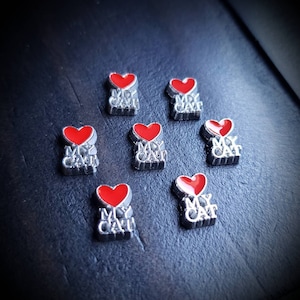 Love My Cat Floating Charm for Floating Lockets-1 Piece-Flatback-Gift Idea