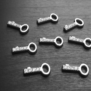 Crystal Key Floating Charm for Lockets (12mmx8mm) (1 Piece)