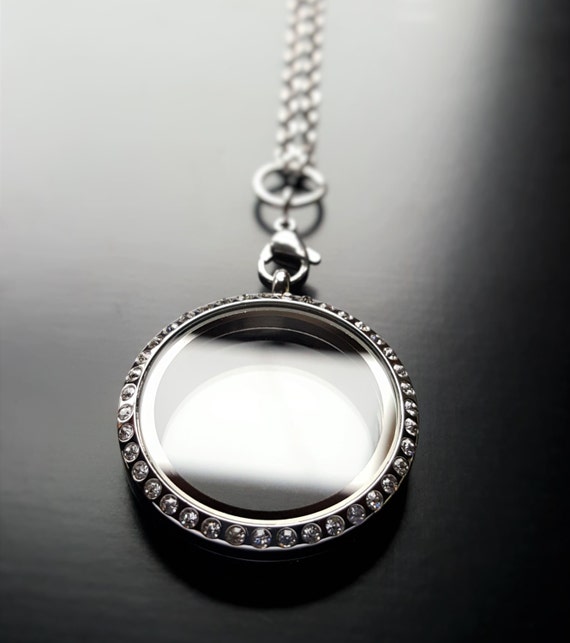 Twist Sparkle Memory Locket Stainless Steel Chain Included Free Ship 30mm Large