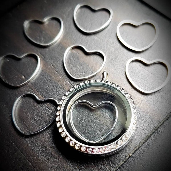 Heart Window Insert for Large Floating Lockets-Available in Silver, Gold & Rose Gold-Gift Ideas for Women