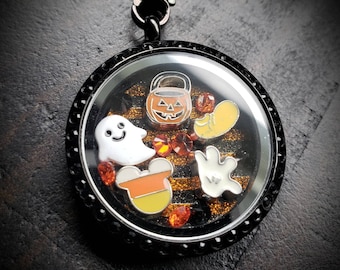 Mickey Halloween Floating Charm Locket Necklace-Not So Scary Halloween-Gift Idea