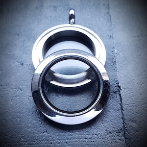 Medallón flotante de plata mediano (25 mm) con cara lisa o retorcida: ideas de regalo para mujeres