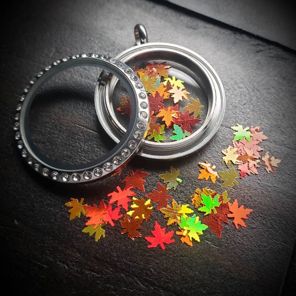 Fall Leaf Floating Locket Confetti Pack-Fall-Autumn-Maple Leaves-Color Embellishment for Lockets