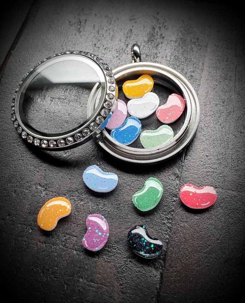 Jelly Bean Floating Charm for Floating Lockets-Colorful Jelly Bean-Easter Charms-9mmx6mm-Flatback-Resin/Acrylic-Handmade image 3