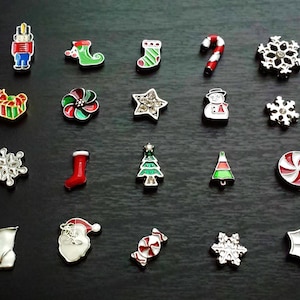 Christmas Themed Floating Charm For Floating Lockets-1 Piece-Choose from 20 Designs-Tiny Flatback Christmas Charms