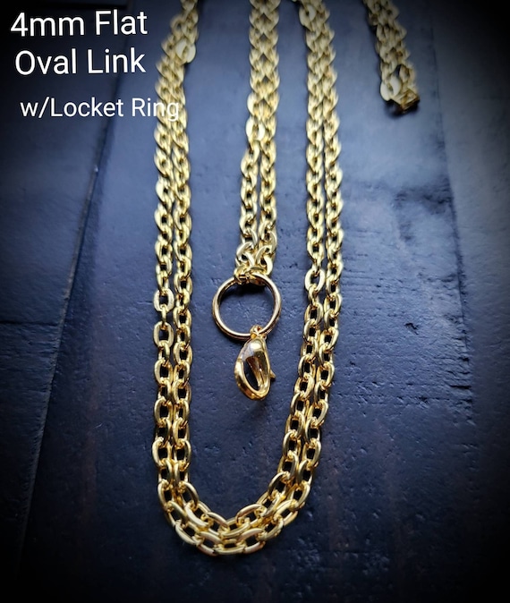 Chaîne Collier Plate En Métal Doré Inoxydable - Neuf Avec étiquettes, Sans Marque, Longueur Standard