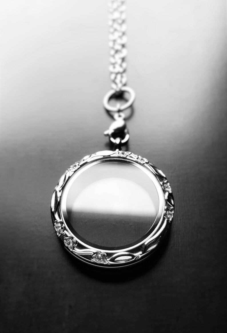 Large 30mm Silver Floating LocketTwist/Floral/Crystal Etsy