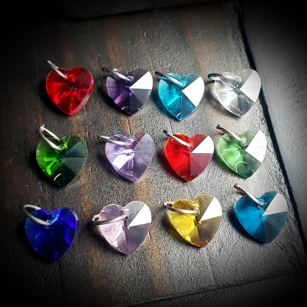 Birthstone Heart Charm-14mmx14mm-1 Piece-Add on or Stand Alone Charm for Necklaces and Bracelets-Gift Idea