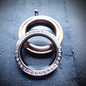Rose Gold Floating Locket (25mm) - Stainless Steel Twist Face - Optional Chain
