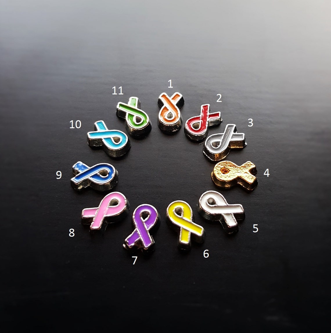 Cancer Ribbon Floating Charm for Floating Lockets-7mmx5mm-1 Piece ...