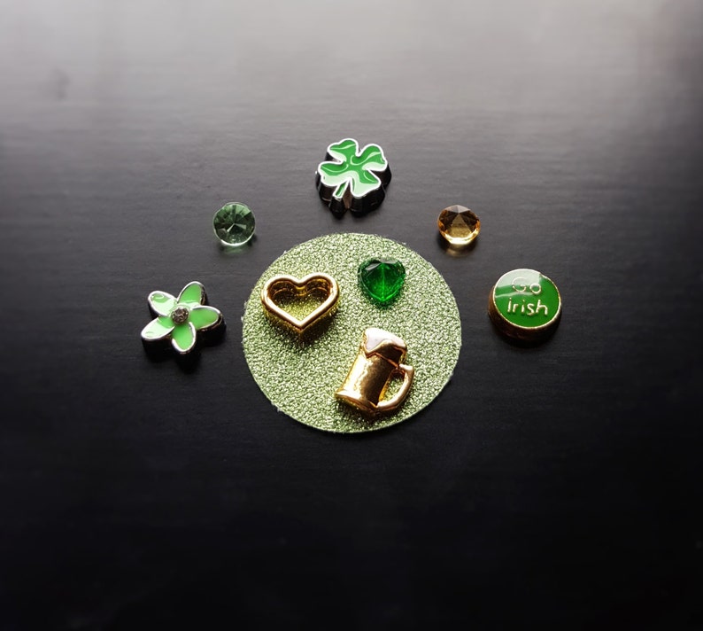 St Patrick/'s Day Floating Charm Set for Floating Lockets-9 Pieces-Gift Ideas for Women