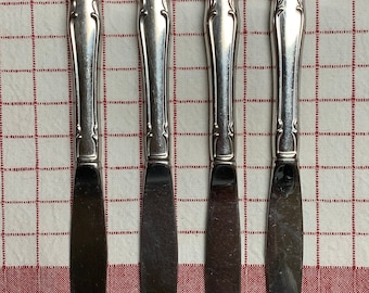 Set of 4 Oneida 1881 Rogers arbor last rose stainless steel dinner knives