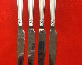 Set of 4 pfaltzgraff satin mirage frost stainless steel dinner knives