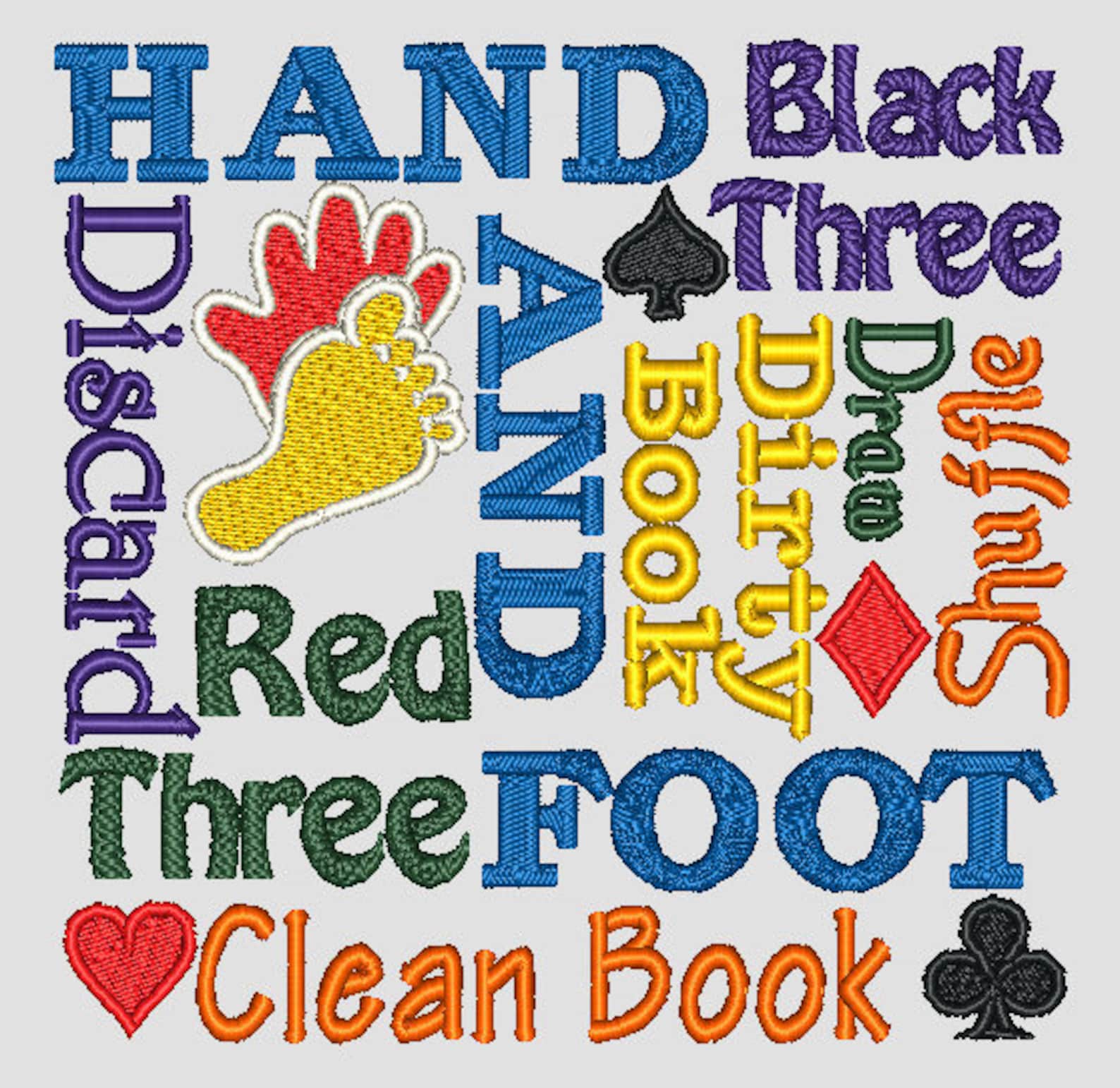 Hand and Foot Card Game Jumble Digitized Embroidery Design Etsy