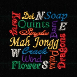 Mah Jongg Jumble, Small and Large Digitized Embroidery Design