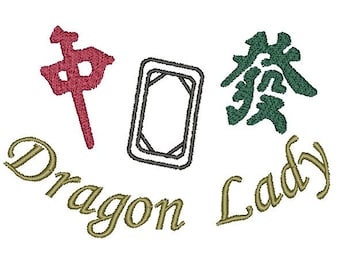 Motif de broderie numérisé Dragon Lady Mah Jongg