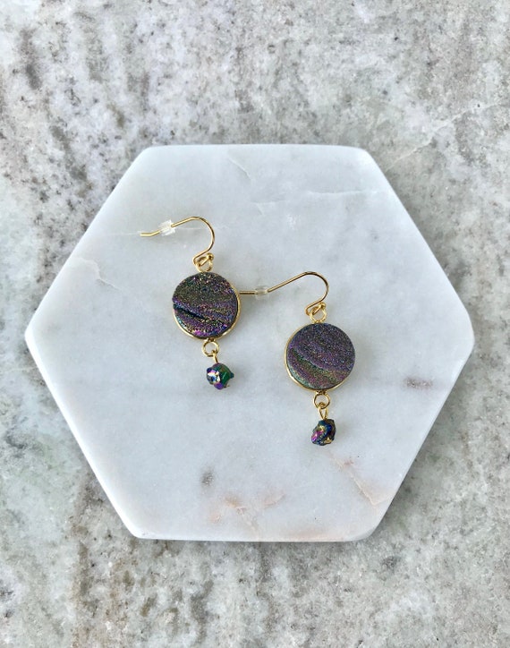 Round Druzy Earrings