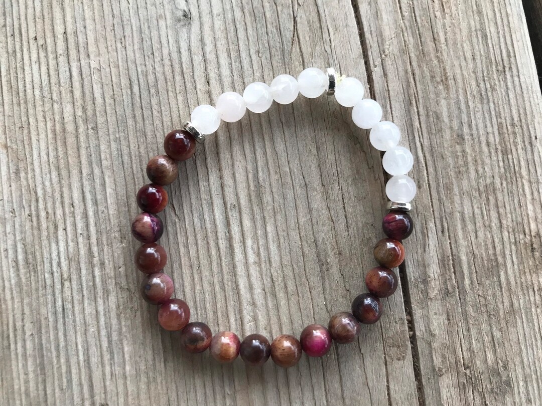 Natural 6mm Pink Tiger Eye, Rose Quartz ABUNDANCE PROSPERITY Healing