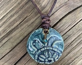 Sea Turtle Essential Oil Diffuser Necklace, Aromatherapy Necklace, Leather Knotted Cord, Adjustable, Endangered,  Free Shipping