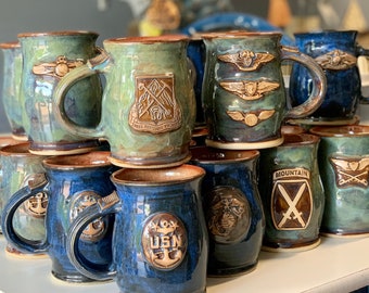 Military Mug, Handcrafted Military Pottery Mug, Custom military mug