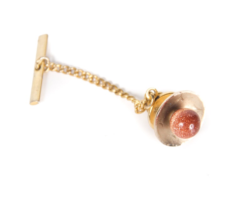 Vintage Gold Red Tie Pin Gold Tie Pin Mens Tie Pin Mens Jewelry Cool Mens Gift Unique Tie Pin Old Tie Clip Red Sparkle