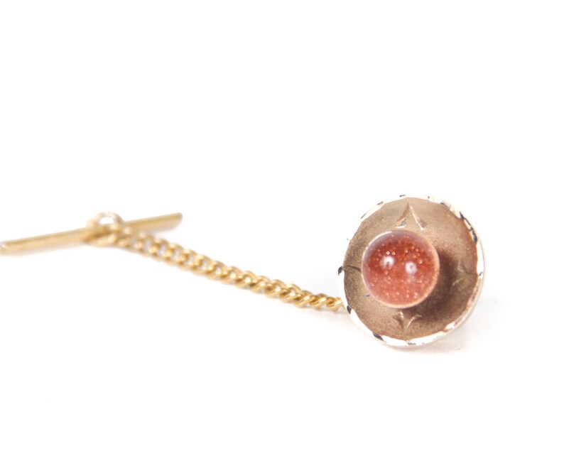 Vintage Gold Red Tie Pin Gold Tie Pin Mens Tie Pin Mens Jewelry Cool Mens Gift Unique Tie Pin Old Tie Clip Red Sparkle