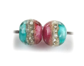 PrairieGirl SRA encased pink & aqua silvered rounds