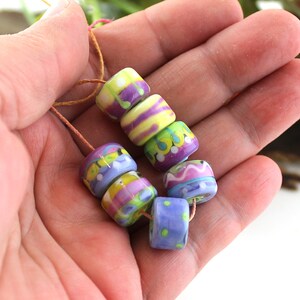 Lampwork SRA Pastel barrel rollo drop bead set imagem 4