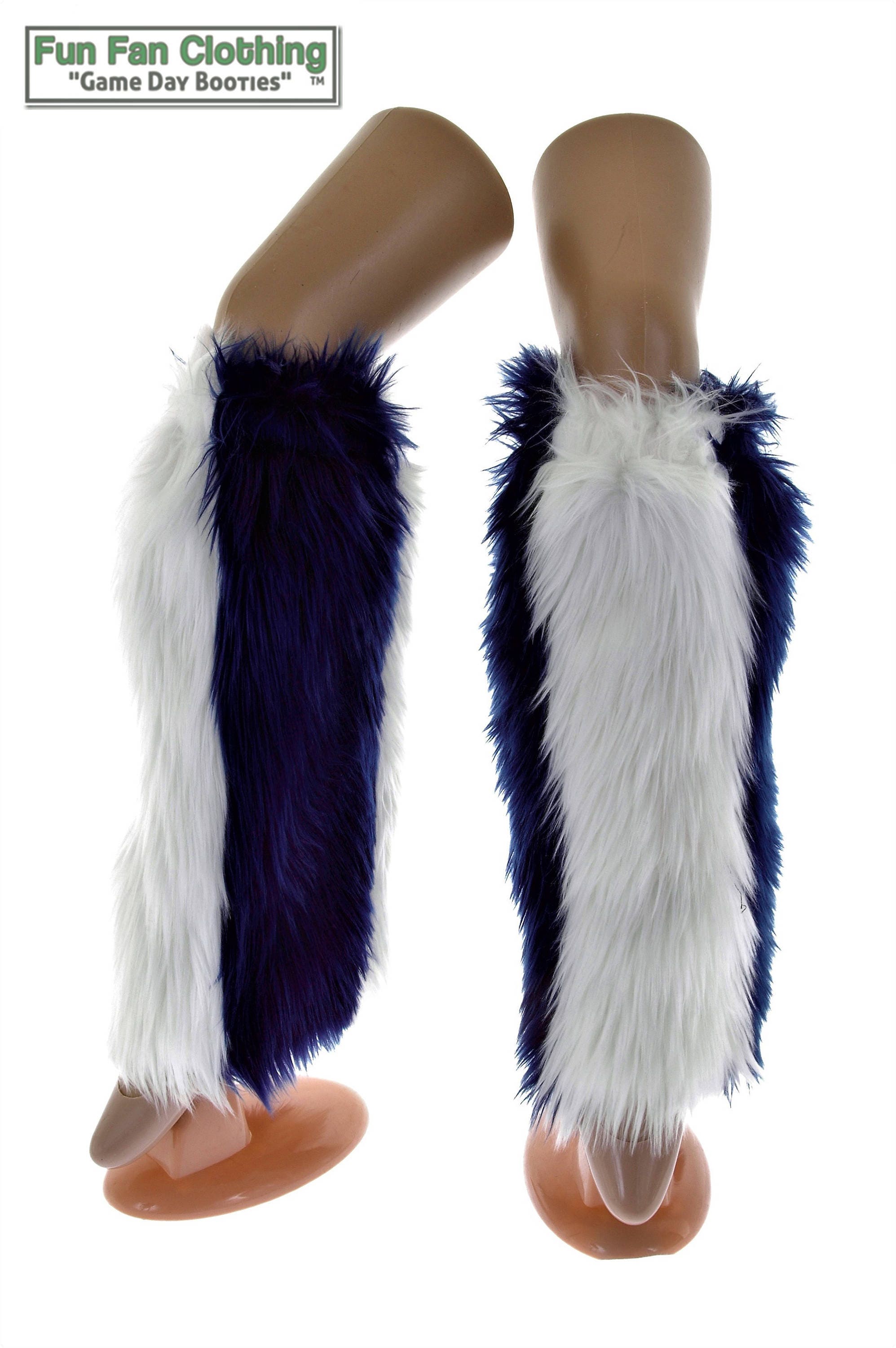 Navy Blue and White Faux Fur Leg Warmers Striped Fur Leg Etsy