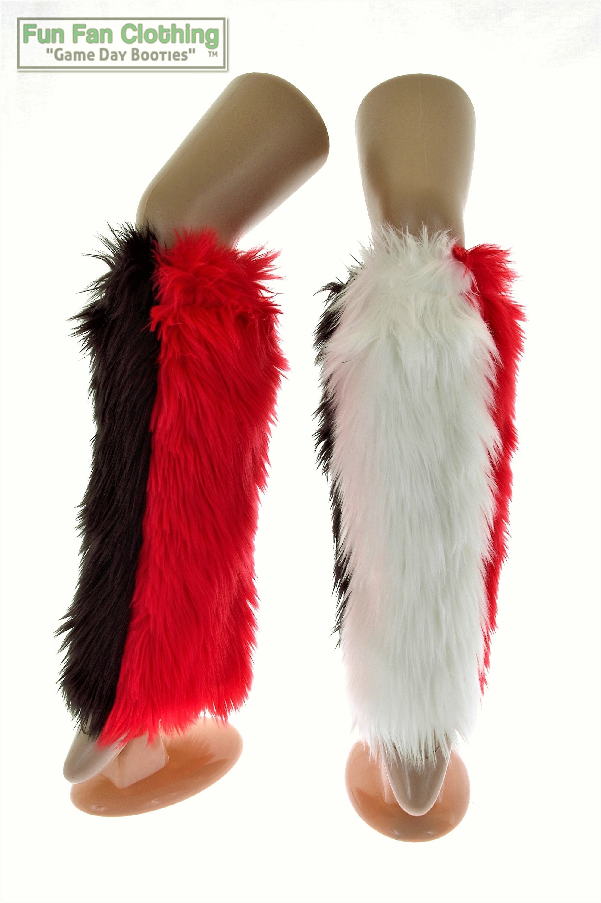 red faux fur boots