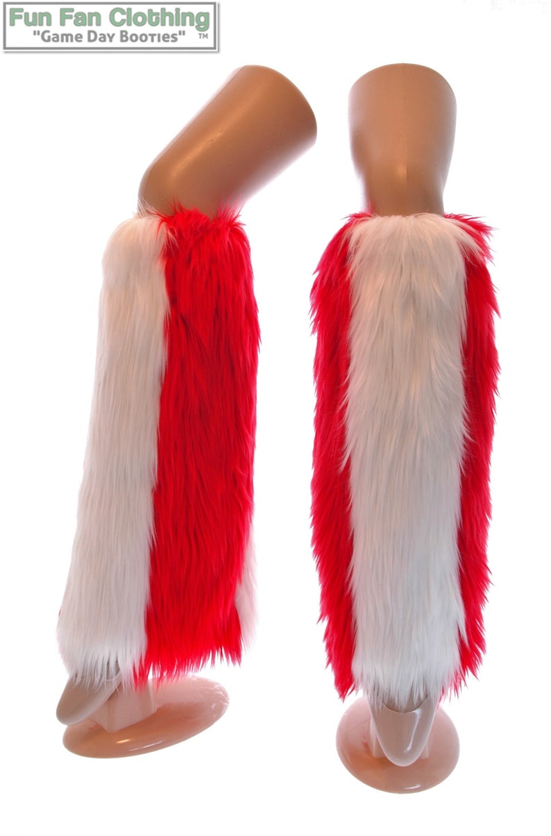red faux fur boots