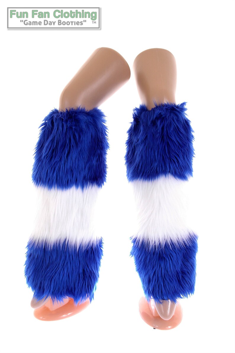 blue faux fur boots