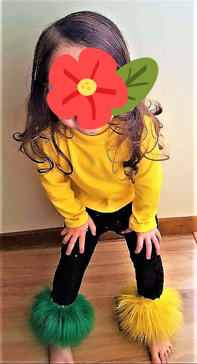 Girl Fur Leg Warmers Kids Fur Leg Warmers Green & Yellow Etsy UK