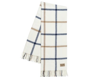 Navy & Caramel Plaid Throw