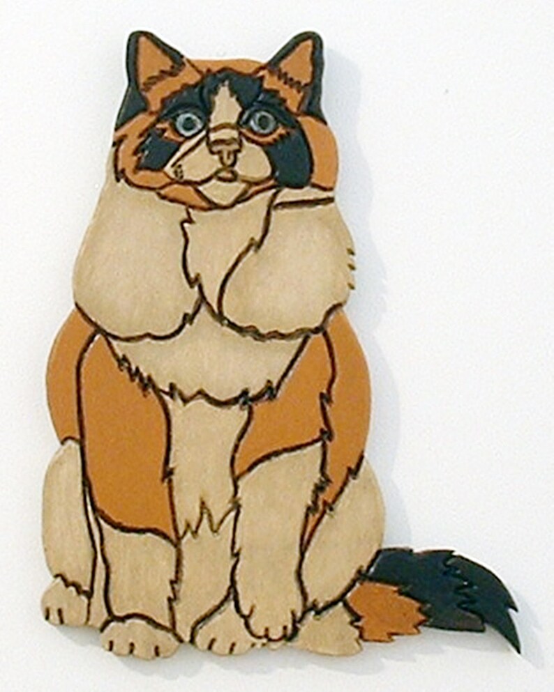  Wood  Sculpture Cat  Wall  Hanging  Calico Intarsia Wooden  Etsy