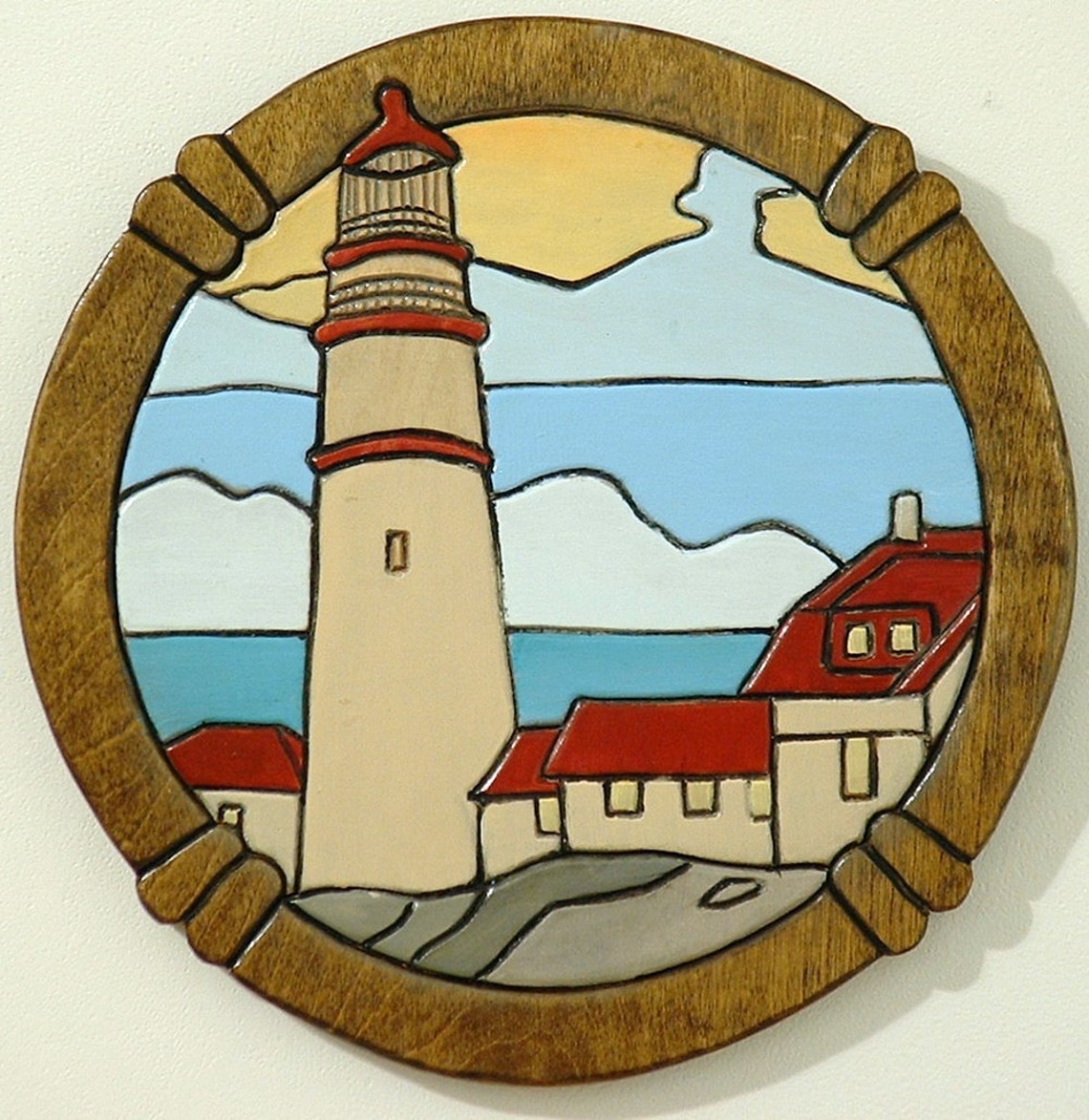 Wood Sculpture Lighthouse Wall Art Nautical Wall Decor Etsy