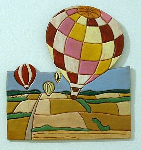 Items similar to Wall Decor, Wood Sculpture, Hot Air Balloon on Etsy