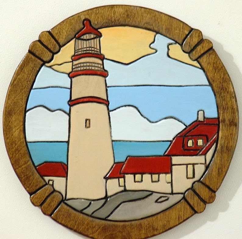 Wood Sculpture Lighthouse Wall Art Nautical Wall Decor | Etsy