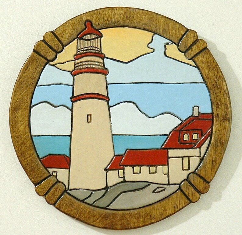 Wood Sculpture Lighthouse Wall Art Nautical Wall Decor Etsy