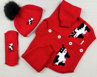 Baby Kit including, sweater, hat, head band, booties 6-9 month ready for shipment