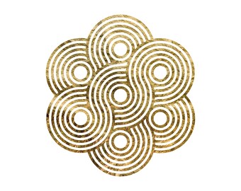 Gold foil circular motif texture with a transparent background