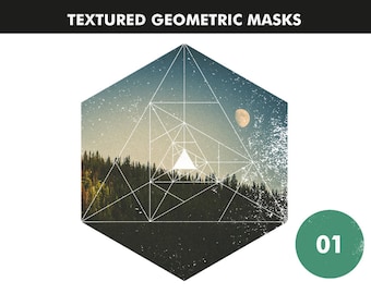 15 Geometric Masks. PNG resources. Digital download. Art, print, t-shirts, merchandise. Hexagon, circle, fibonacci, triangle, shape