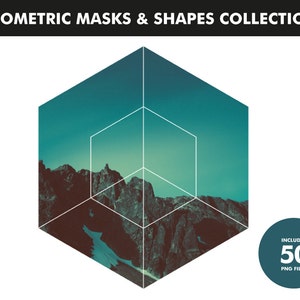 50 Geometric Items. PNG resources. Digital download. Art, print, t-shirts, merchandise. Hexagon, masks, circle, fibonacci, triangle