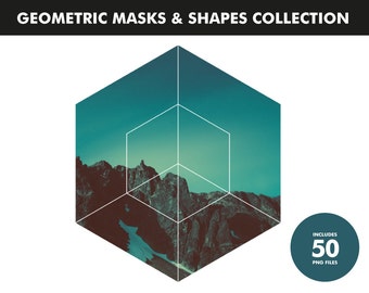 50 Geometric Items. PNG resources. Digital download. Art, print, t-shirts, merchandise. Hexagon, masks, circle, fibonacci, triangle