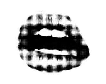 Halftone female lips with a transparent background