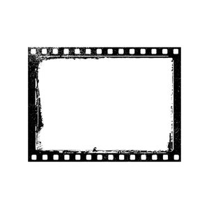 May include: A black and white film strip frame with a grunge texture. The frame is empty and ready for a photo.