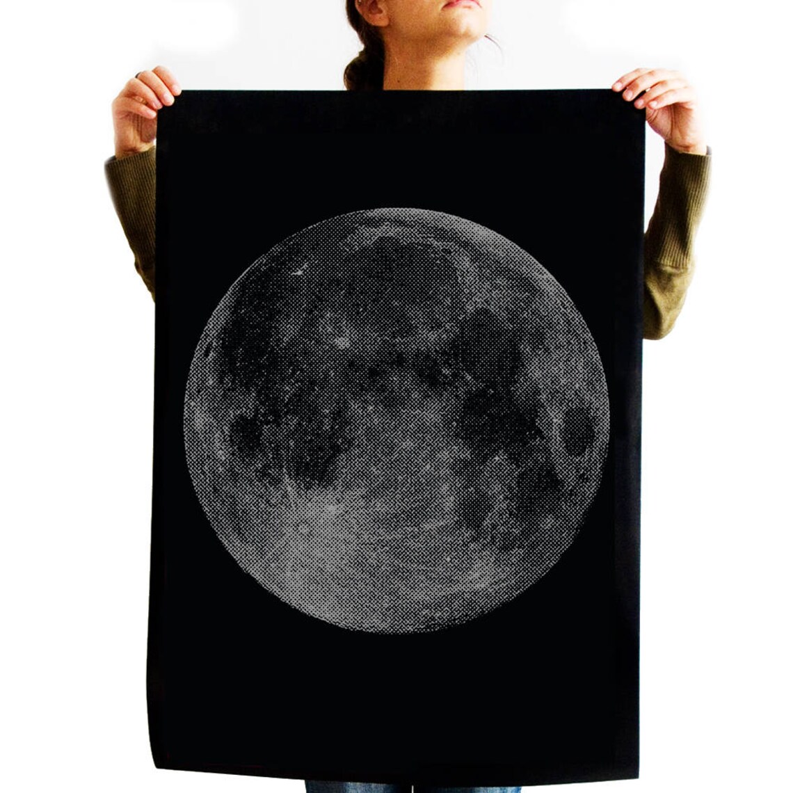 Halftone Silver Moon. Vector, PNG, JPEG. Digital Download. Art, Prints