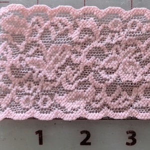 Stretch Lace Trim 2 Inches Wide Lingerie Lace Floral Trim Headband Lace Elastic Pink Lace 5 YDS 0328